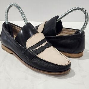 Cole Haan Grand Os 2-Toned Leather Penny Loafers in Black/Cream Women's Size 5B